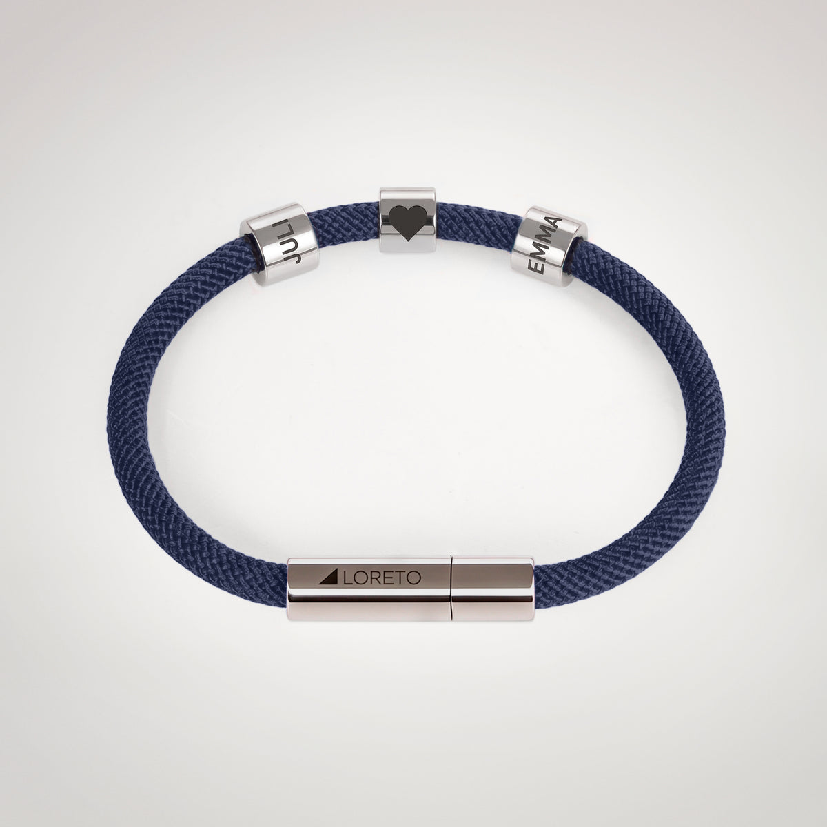 Pulsera azul simple de cuerda y titanio