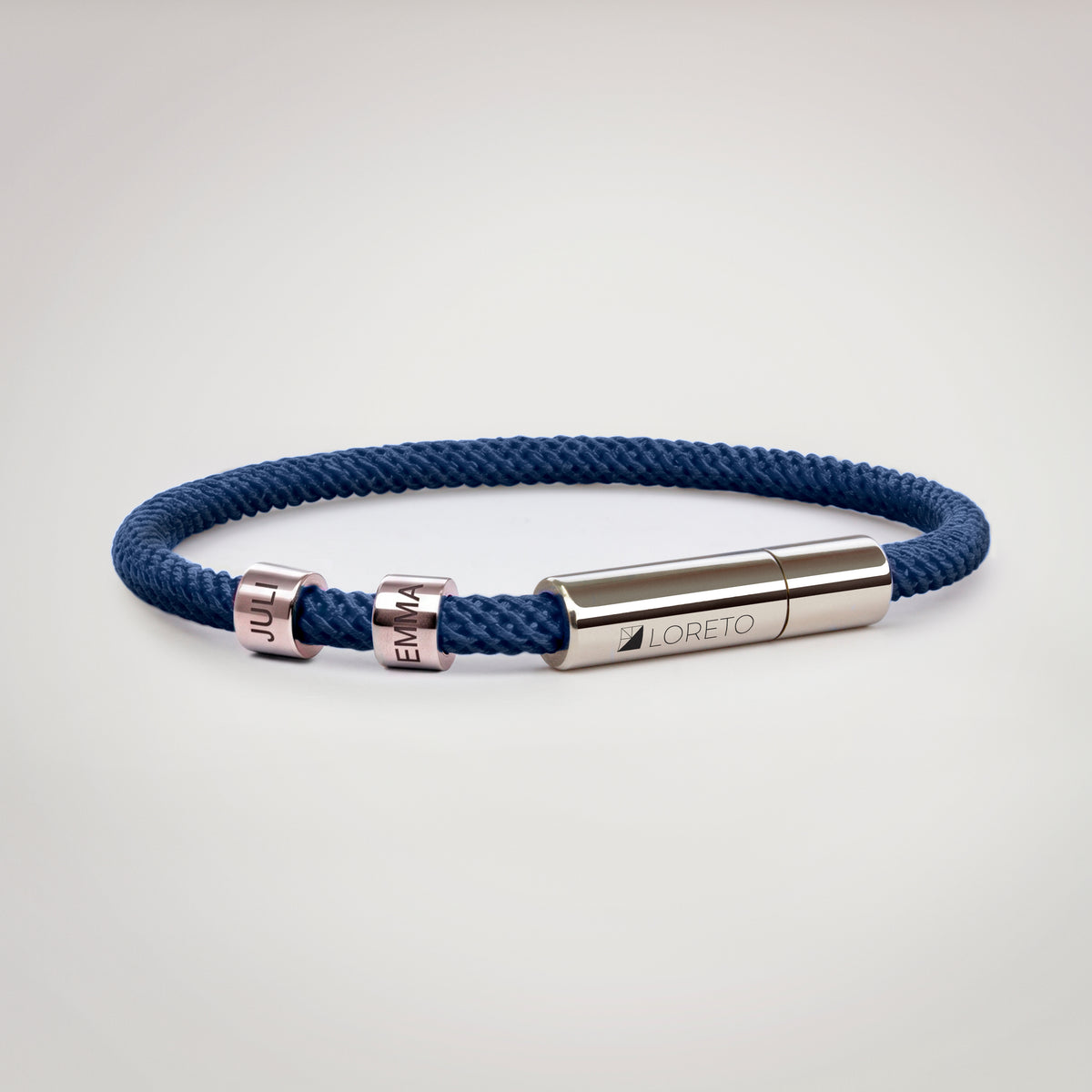 Pulsera azul simple de cuerda y titanio