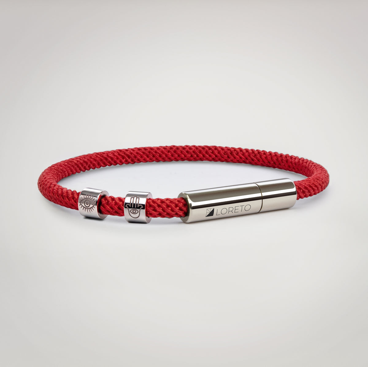 Pulsera roja simple de cuerda y titanio