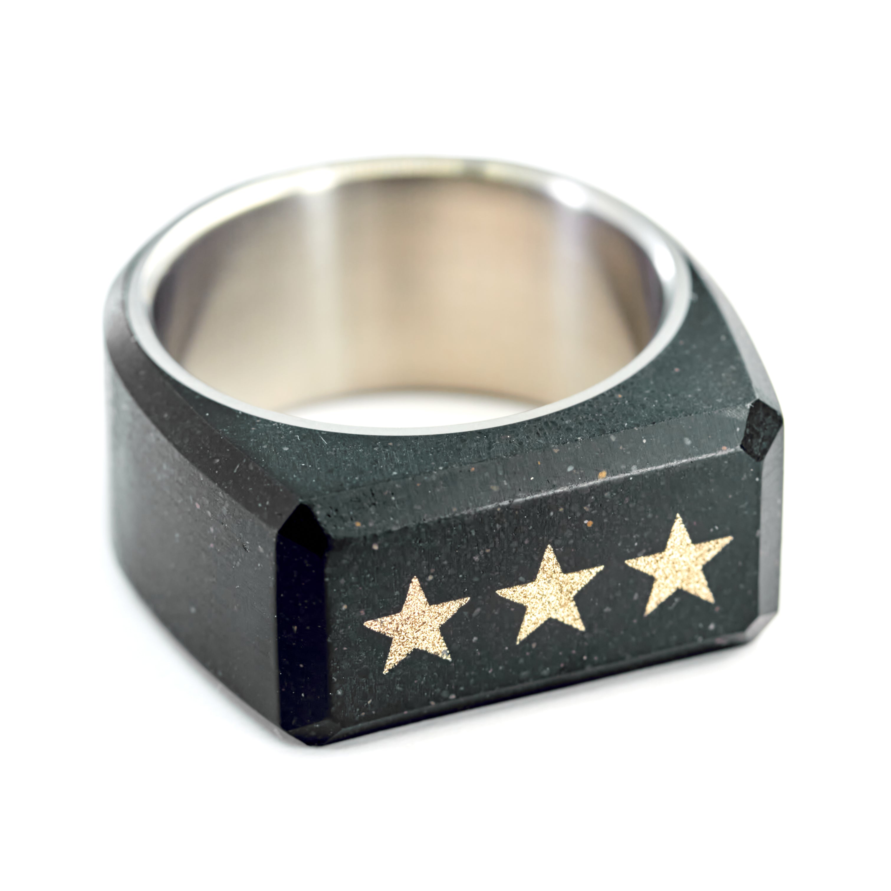 Anillo Negro 3 Estrellas