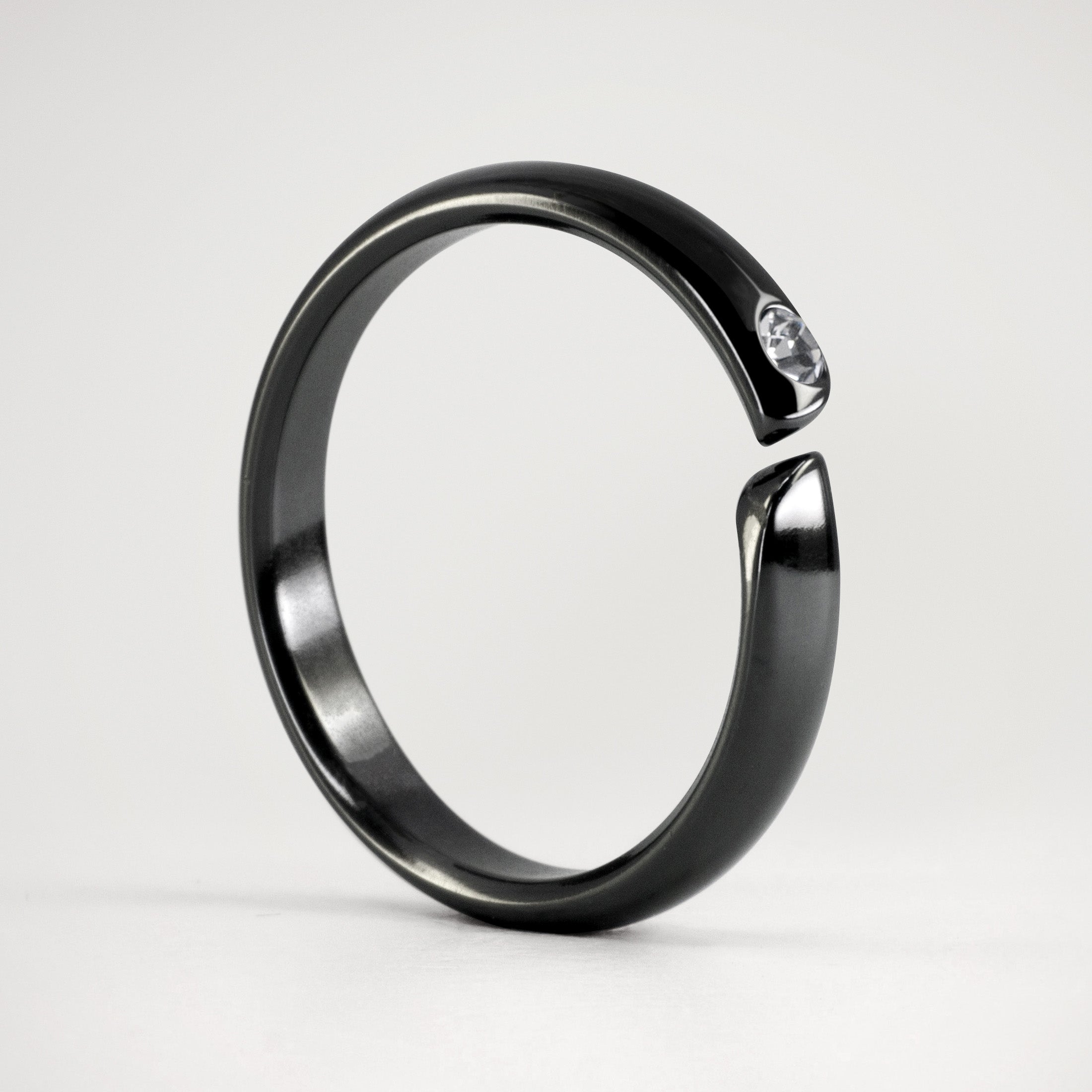 Anillo enlace zirconio con cristal blanco