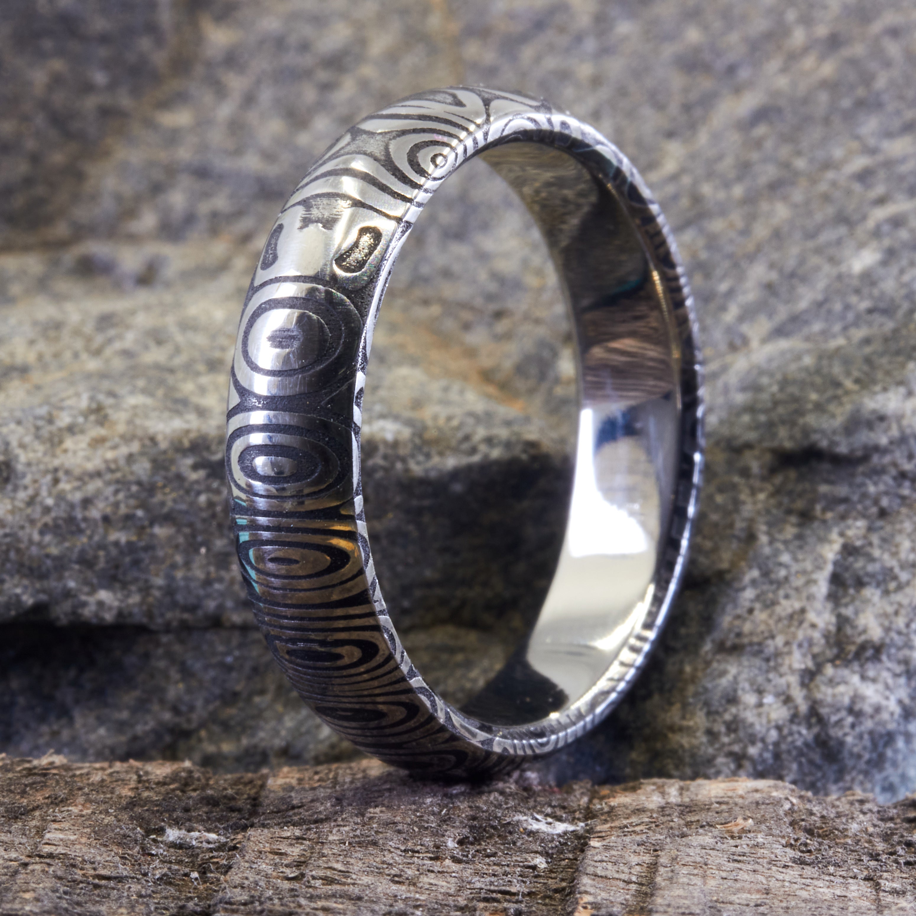 Anillo acero damasco BTÑ añejado