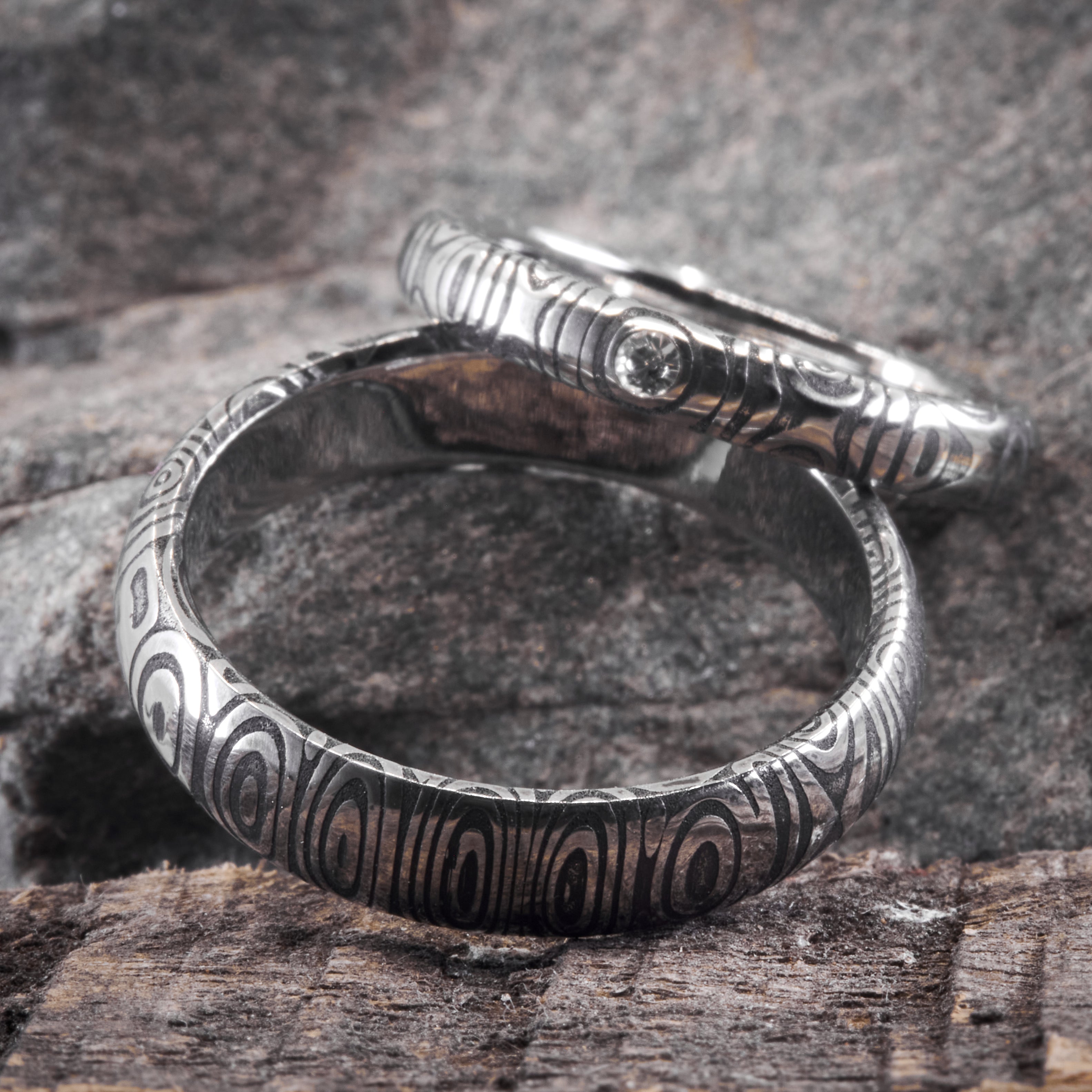 Set alianzas acero damasco BTÑ añejadas