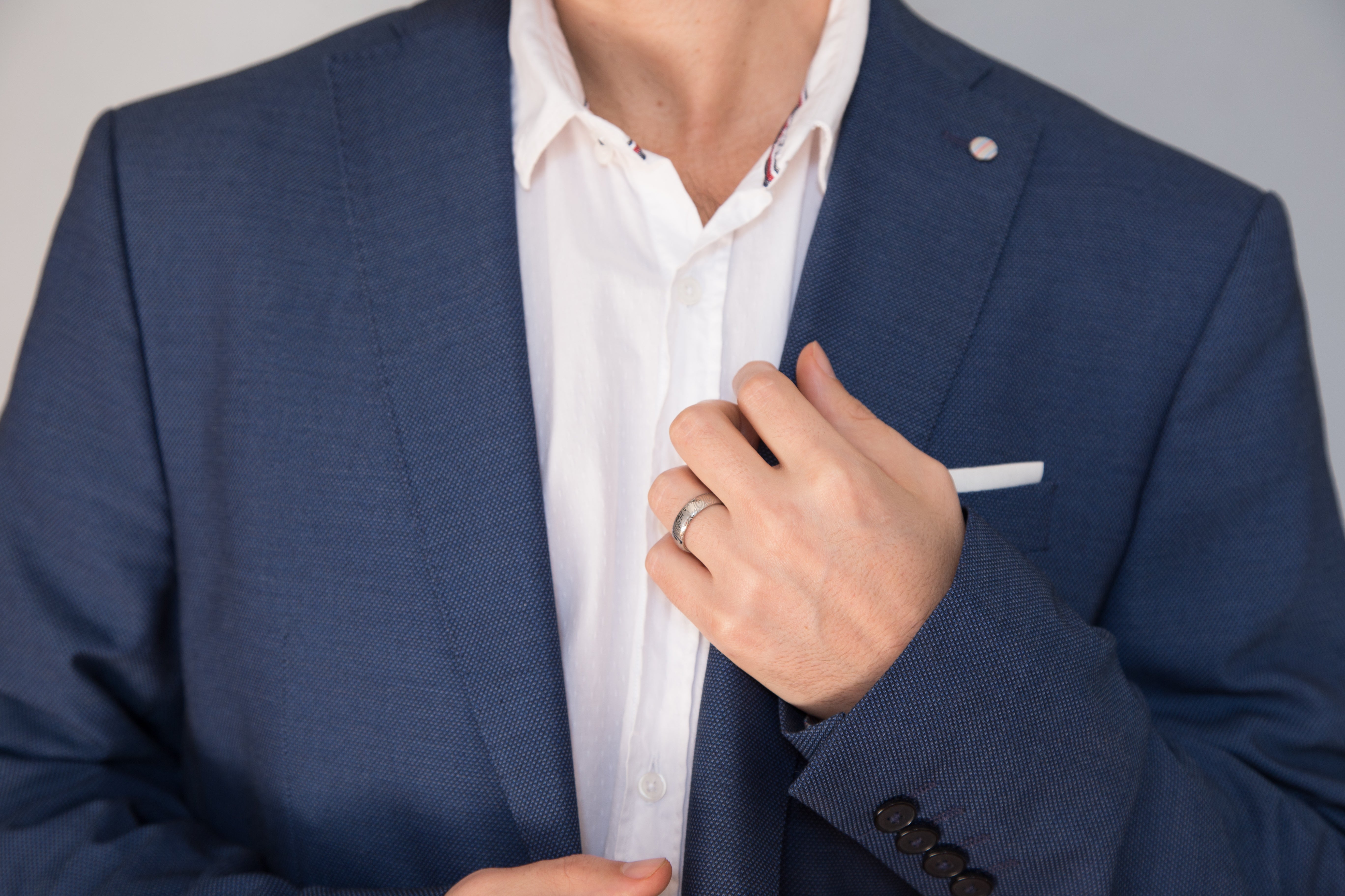 Anillo acero damasco BT pulido