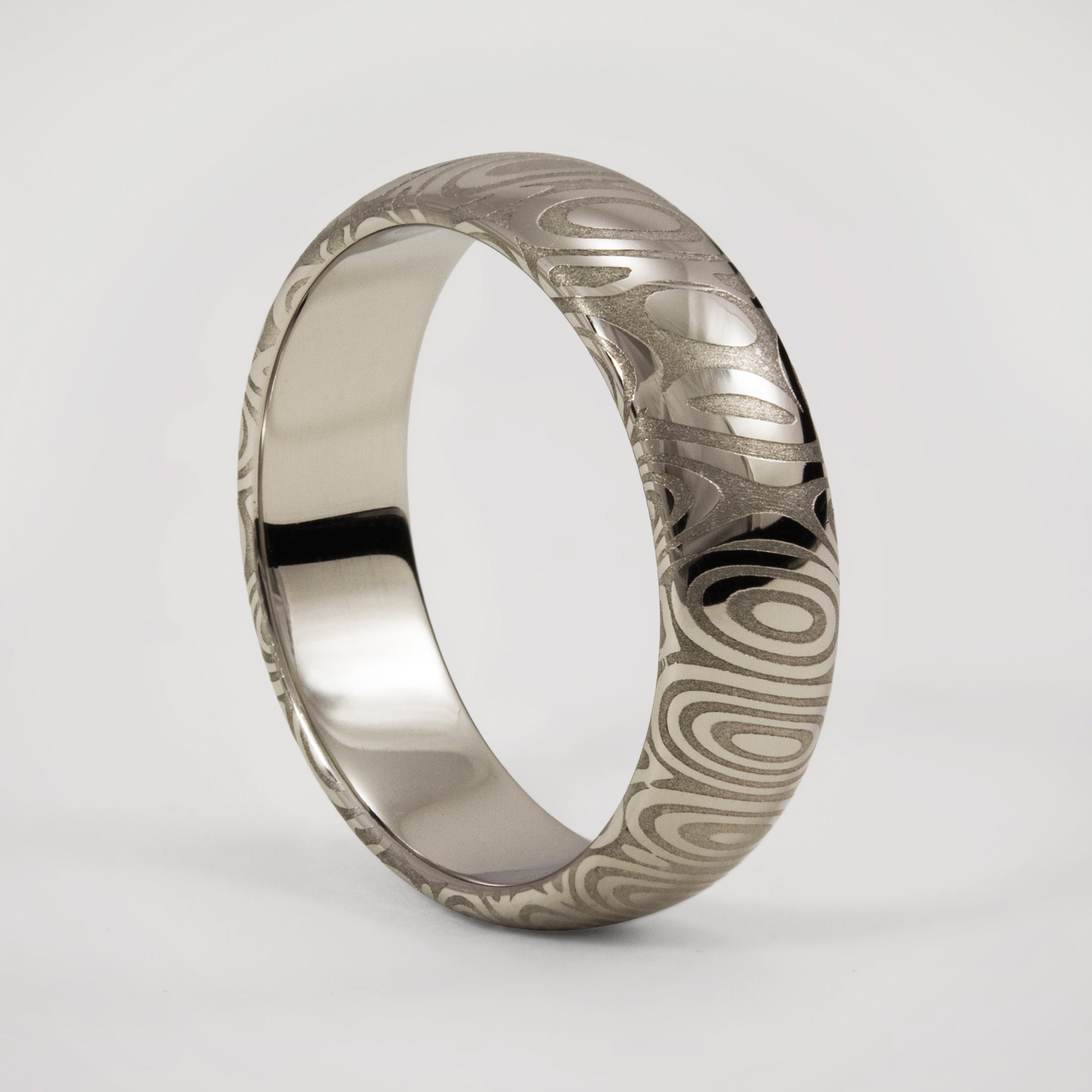 Anillo acero damasco BT pulido