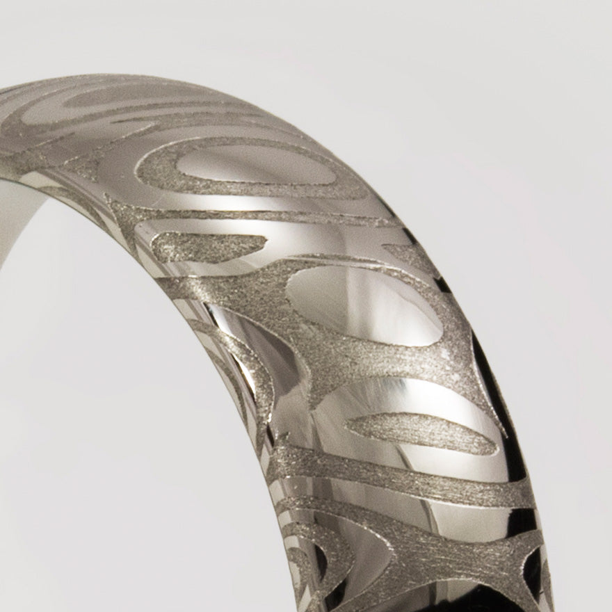 Anillo acero damasco BT pulido