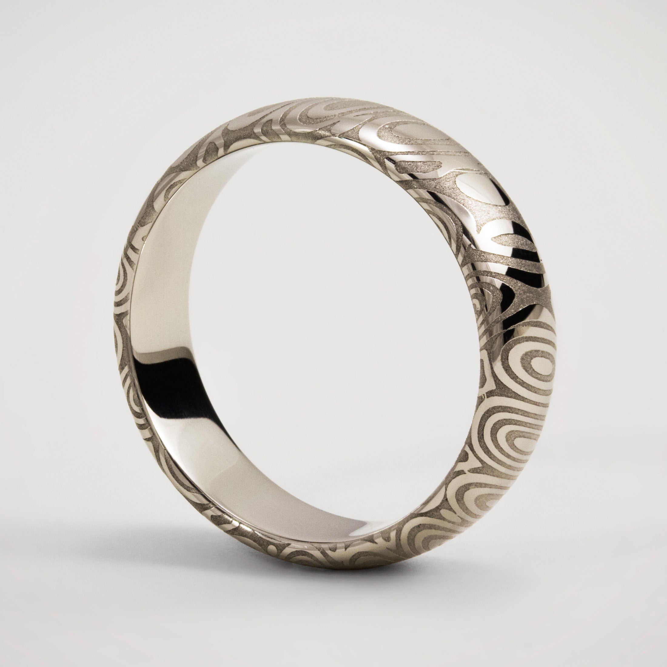 Anillo acero damasco BT pulido