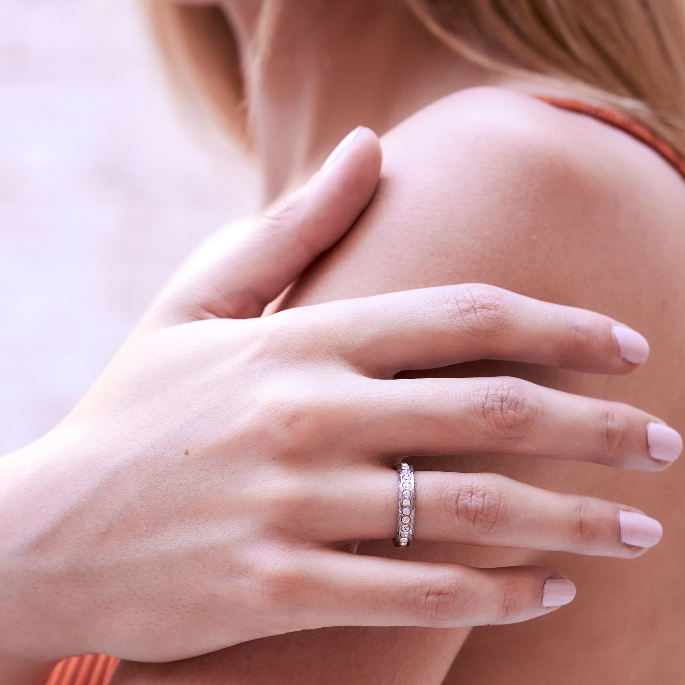 Anillo Eternity Acero Damasco