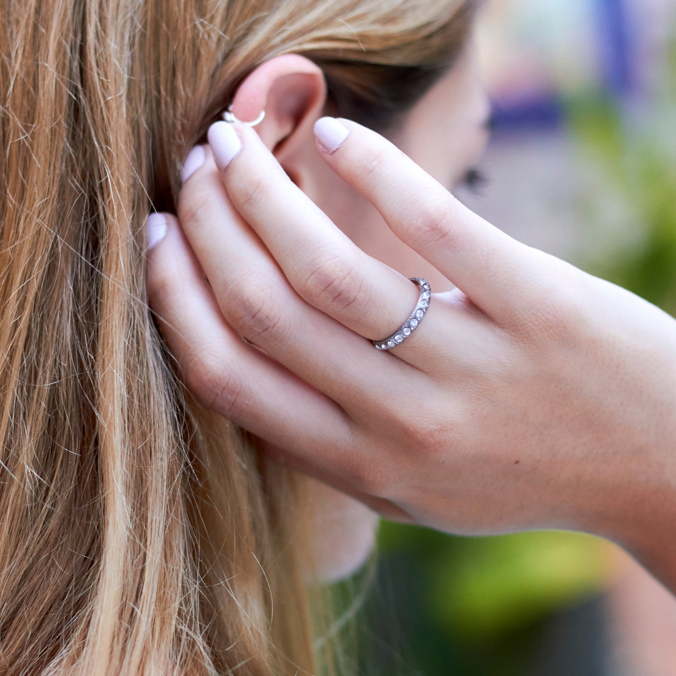 Anillo medio sinfin en acero damasco