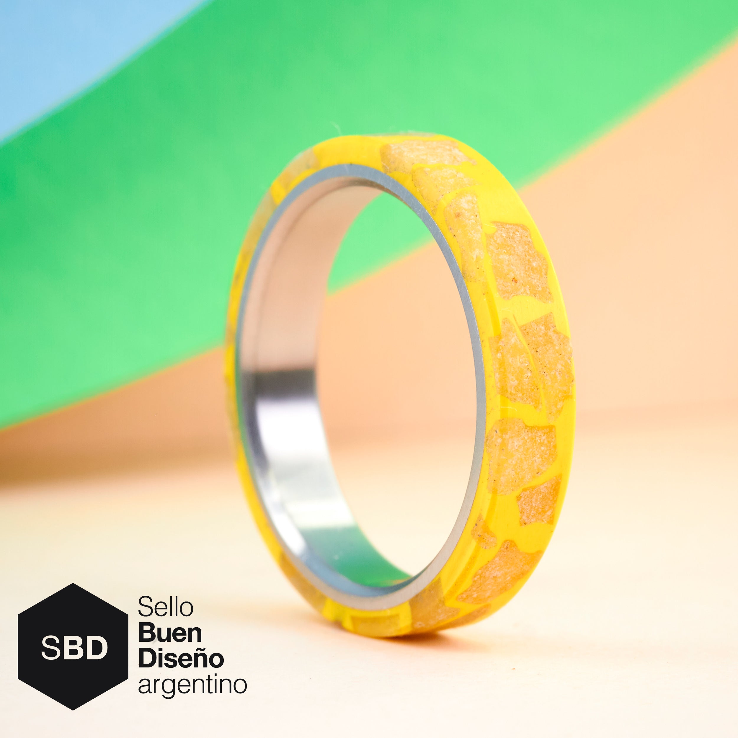 Anillo terrazzo limon y quarzo