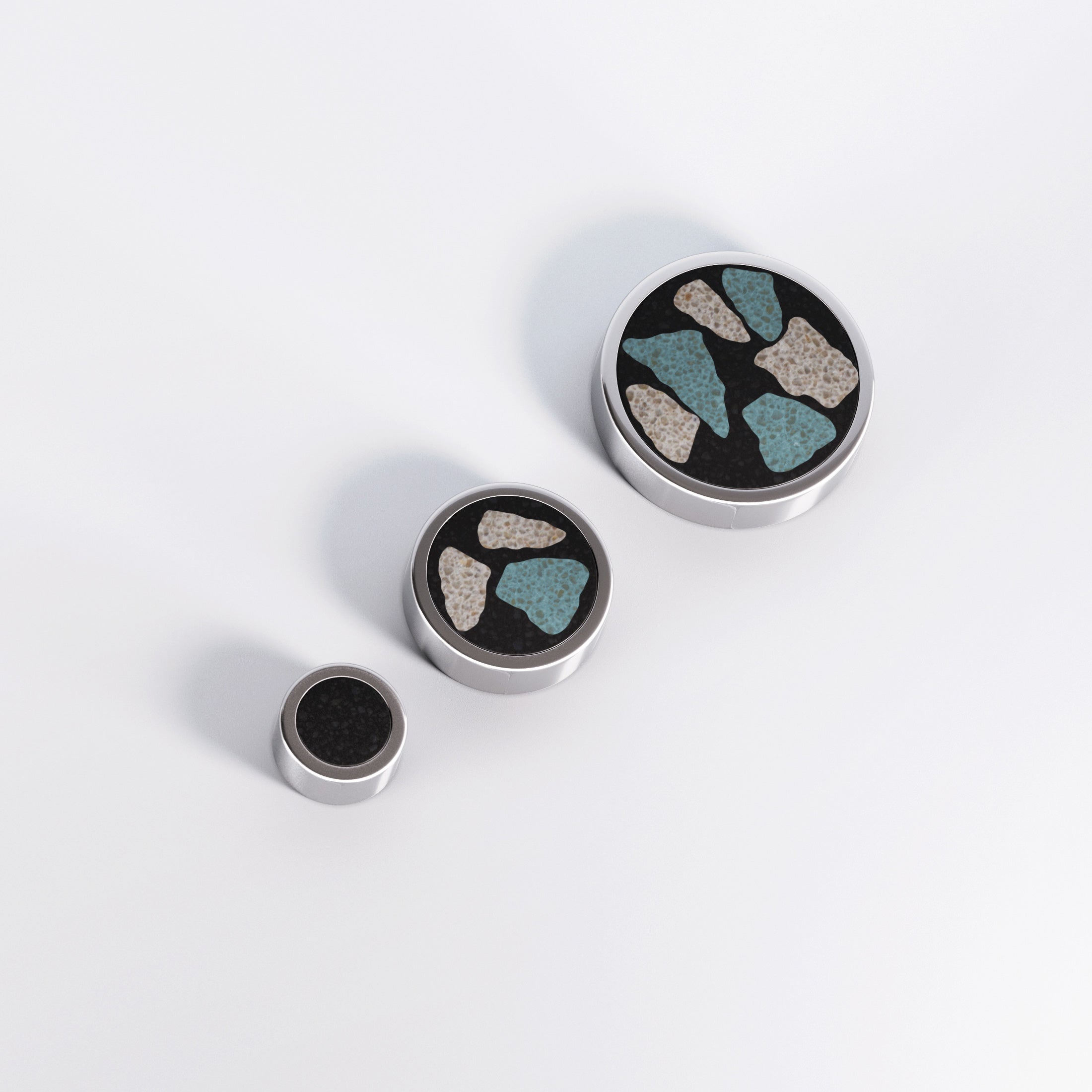 SET Aros de titanio hipoalergénico -  TERRAZZO MIX 03