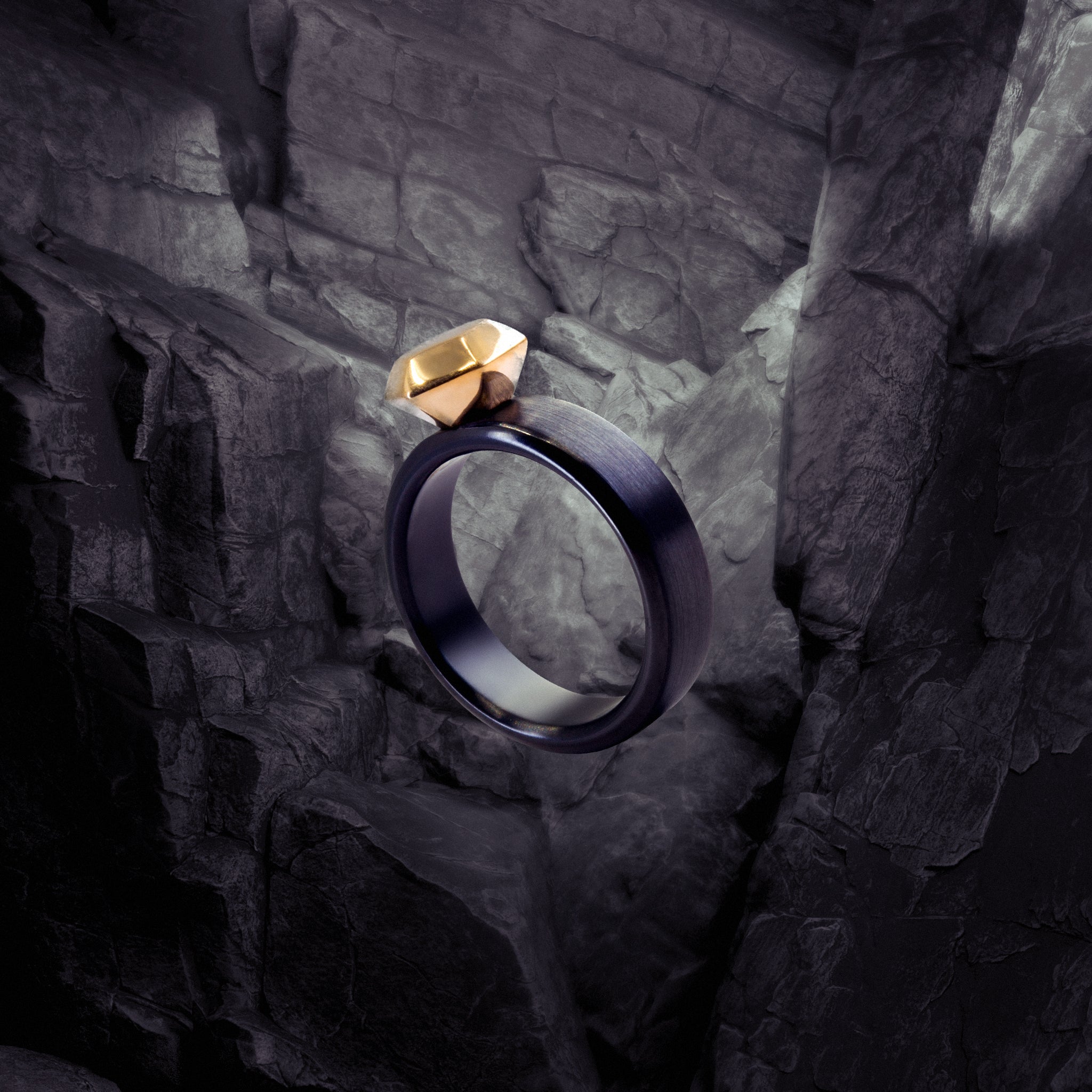 Set alianzas zirconio cepillado con diamante de oro