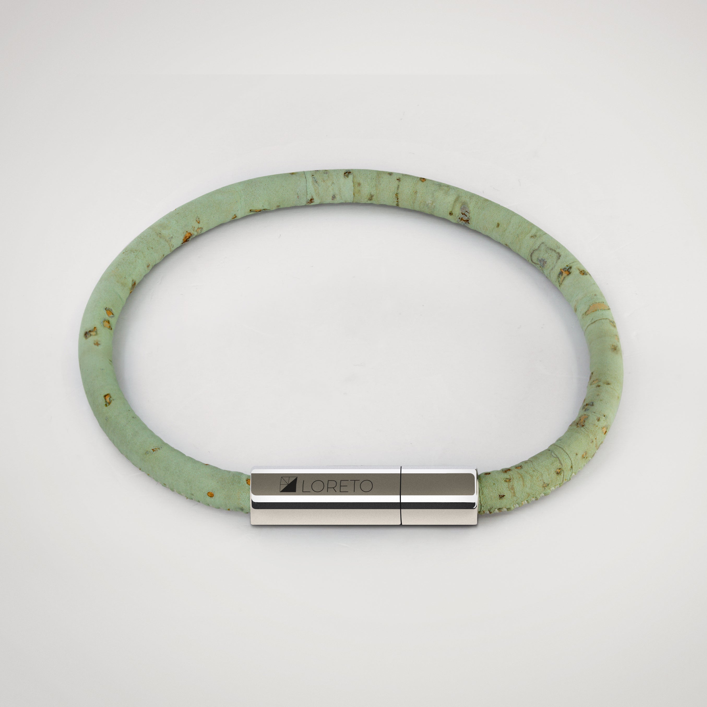 Pulsera verde simple de fibra natural de alcornoque y titanio