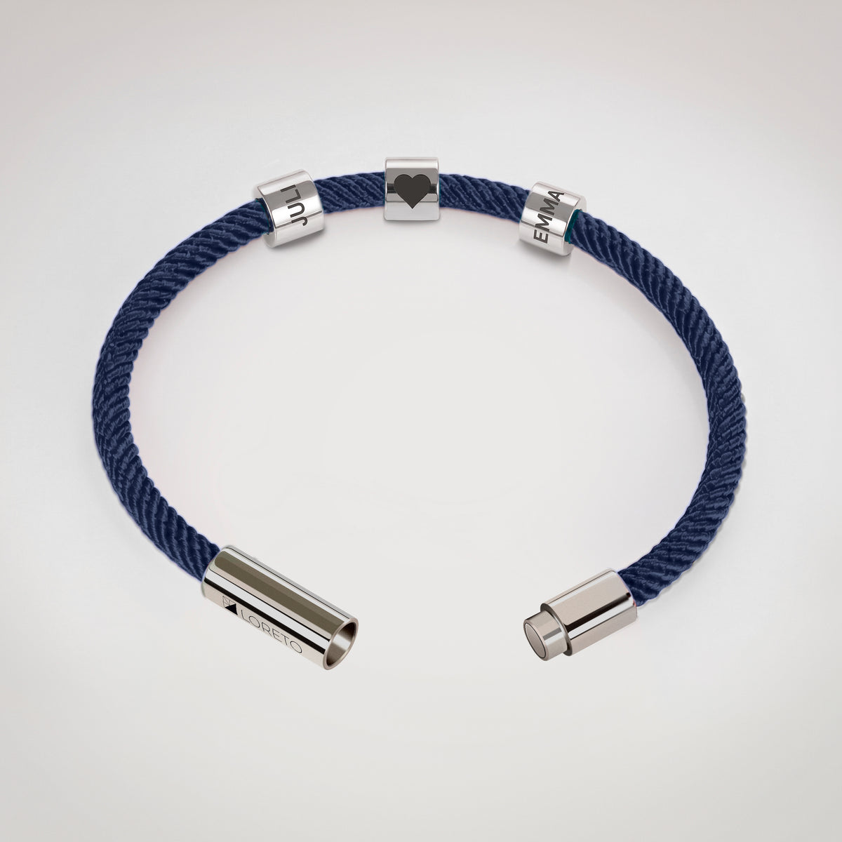 Pulsera azul simple de cuerda y titanio