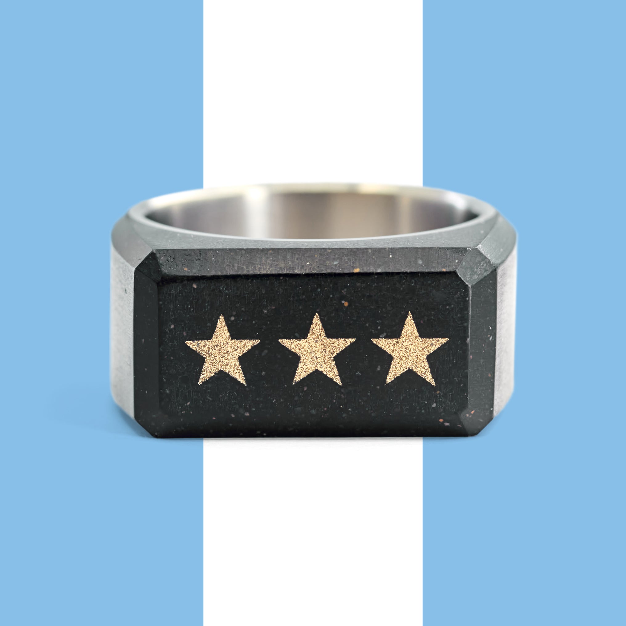 Anillo Negro 3 Estrellas